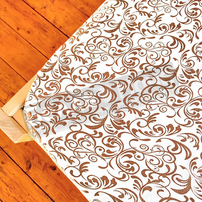 Детальная картинка товара «люксония простынь трикотаж наб. на резинке 140*200/20 вензель молочный»