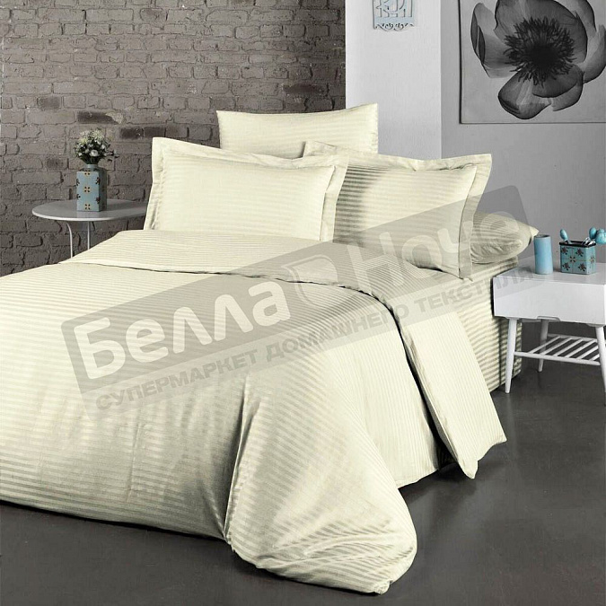 Детальная картинка товара «люксония простыня страйп- сатин евро 220*240 экрю»