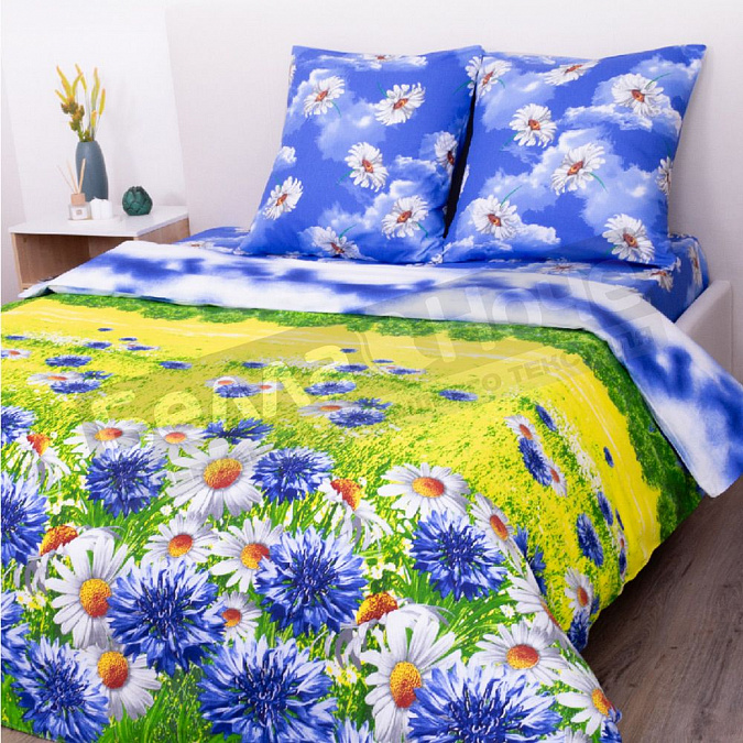 Детальная картинка товара «кпб delight бязь евро  4268/1 васильковое поле»