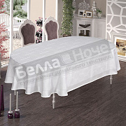 Метеор Броде жаккард Скатерть Овальная 160*220 YILDIZ Белый