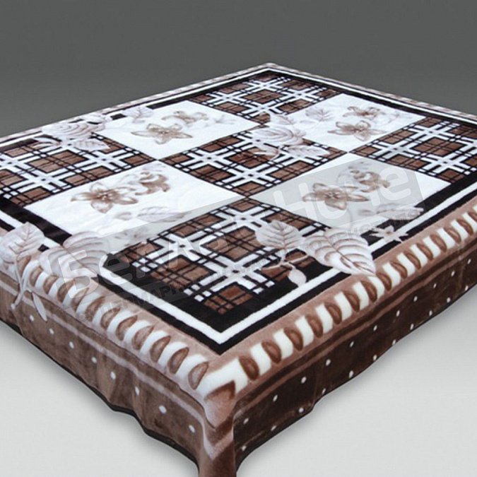 Детальная картинка товара «смун плед синтетический 200*240 стр. 8026-1 решётка коричневый»