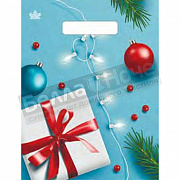 Пакет ПЭ с вырубной неусиленной ручкой 23*30 Тико НГ Подарок и шарики