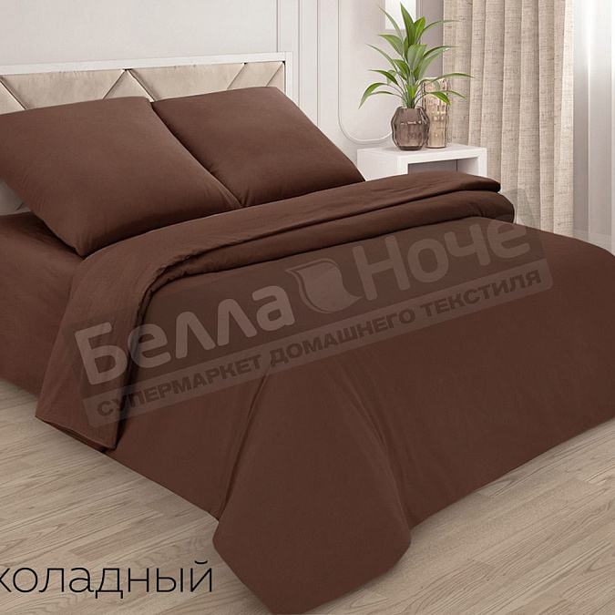 Детальная картинка товара «adelis простынь поплин гл/кр на резинке 140*200/20 шоколад»