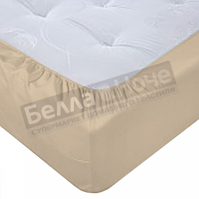 Детальная картинка товара «люксония простынь поплин гл/кр на резинке 200*200/20 бежевый»