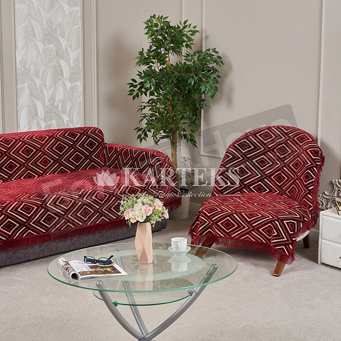 Детальная картинка товара «картекс к-т покрывал шб 180*220;2-90*180 бордовый ромб»