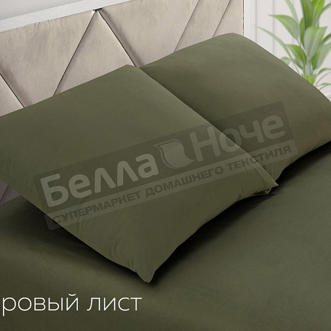 Детальная картинка товара «adelis простынь поплин гл/кр на резинке 180*200/20 лавровый лист»