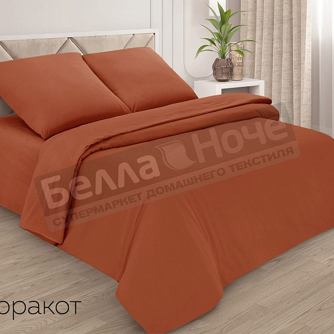 Детальная картинка товара «adelis простынь поплин гл/кр на резинке 160*200/20 терракот»