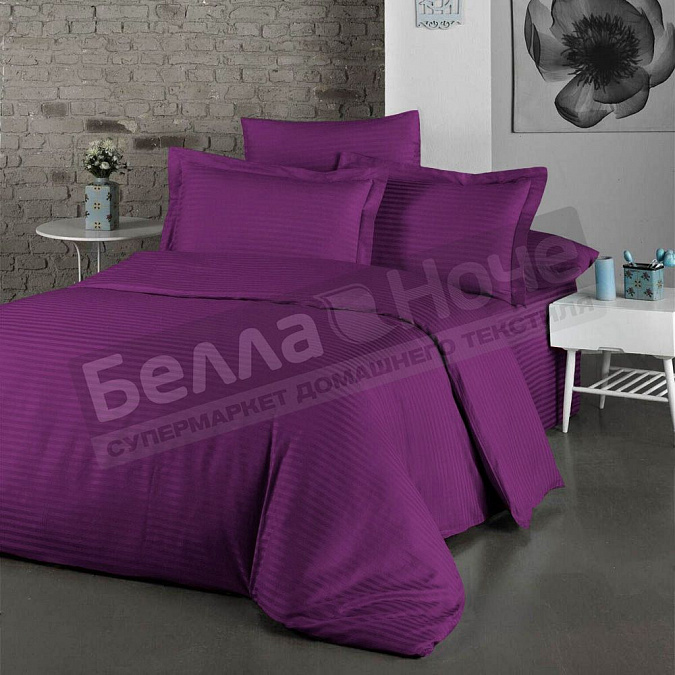 Детальная картинка товара «люксония к-т наволочек страйп- сатин 2-70*70 фиолетовый»