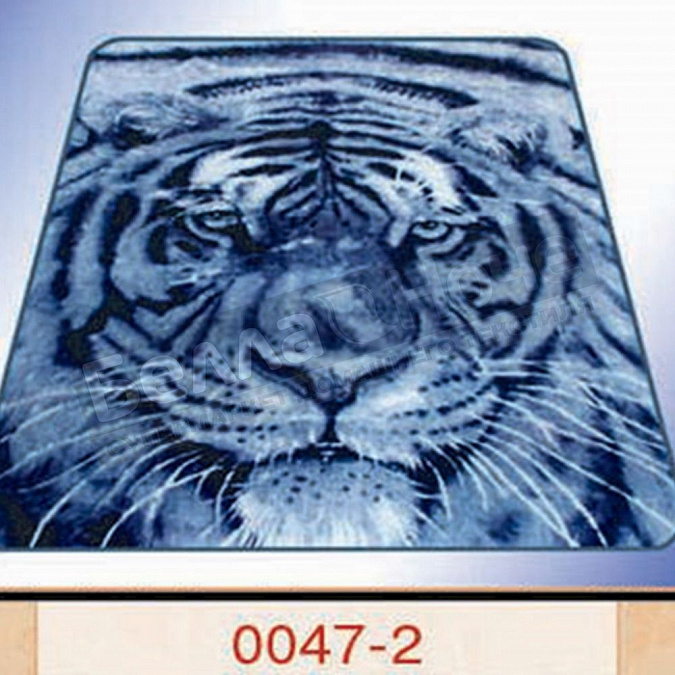 Детальная картинка товара «смун плед синтетический 200*240 глад. 6047-2 морда тигра серый»