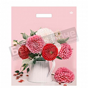 Пакет ПЭ с вырубной ручкой 38*45+3 Тико Ламинация Розовые георгины