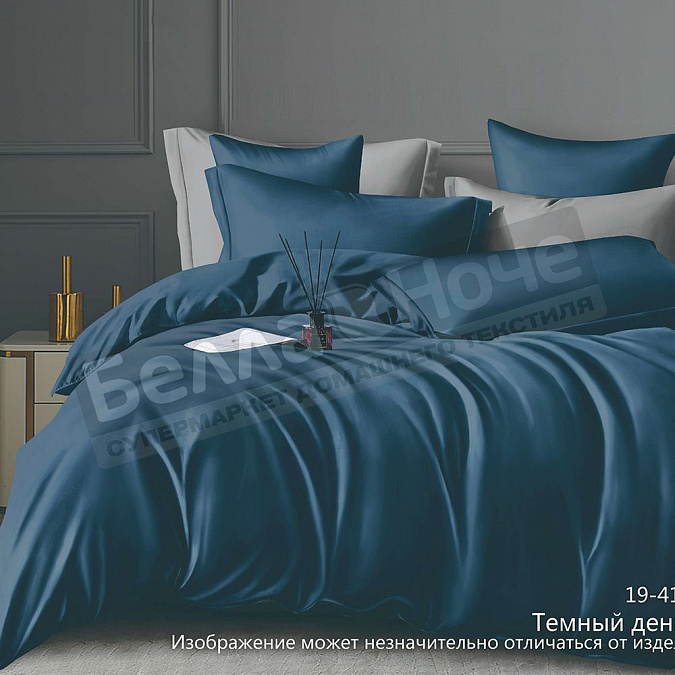 Детальная картинка товара «sove монотоне простынь сатин гл/кр на резинке 160*200/35 19-4118 tpx темный деним»