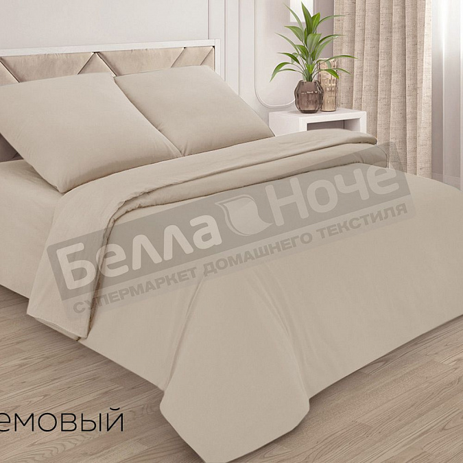 Детальная картинка товара «adelis простынь поплин гл/кр на резинке 140*200/20 кремовый»