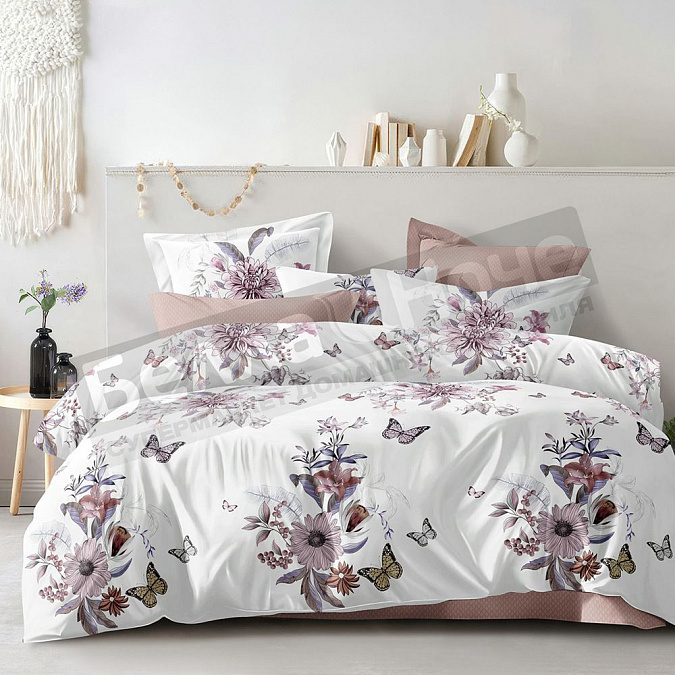 Детальная картинка товара «кпб люксония поплин евро с натяжной простыней 180*200 нежный букет »