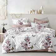 КПБ Люксония поплин Евро с натяжной простыней 180*200 Нежный букет 