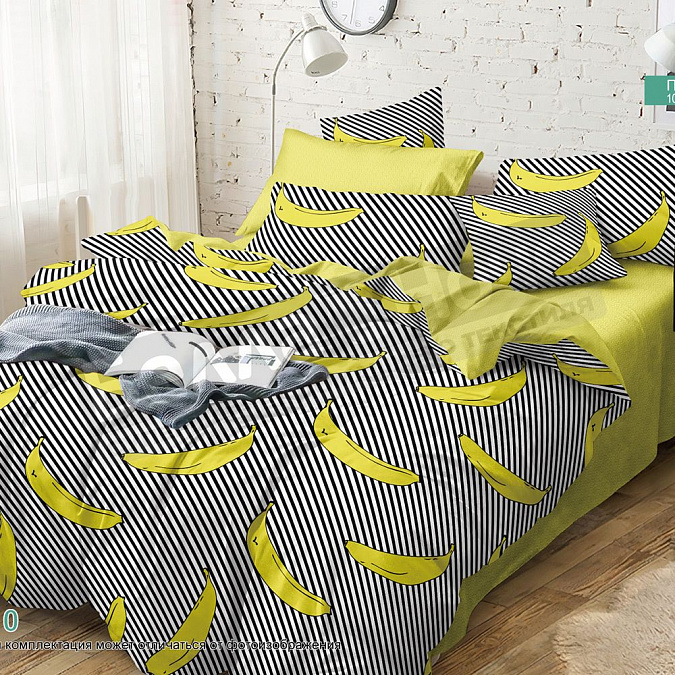Детальная картинка товара «тг пододеяльник поплин наб. евро 200*215 бананы»