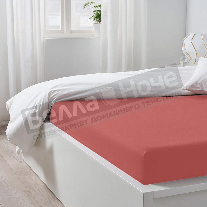 Детальная картинка товара «люксония простынь трикотаж 140*200/20 коралл»