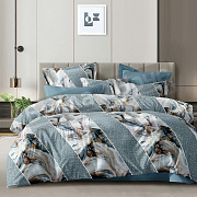 КПБ Люксония поплин 2,0сп с натяжной простыней 160*200 Голубые грани