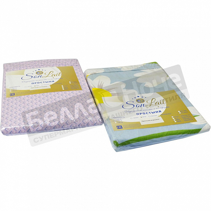 Детальная картинка товара «сонлайт простыня натяж бязь 120гр  90*200/20 ассорти»