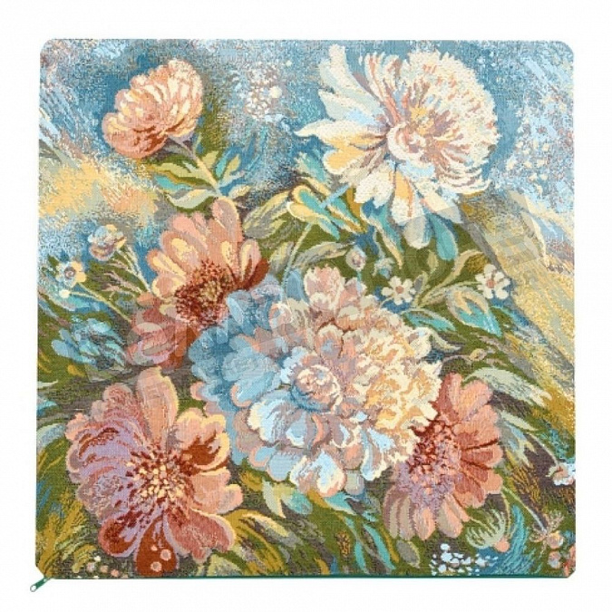 Детальная картинка товара «гобелен плюс наволочка 50*50 акварельные пионы»