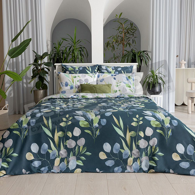 Детальная картинка товара «кпб вн перкаль 1,5сп. 30160/1+30160/2 rainy garden нав.2-70*70»