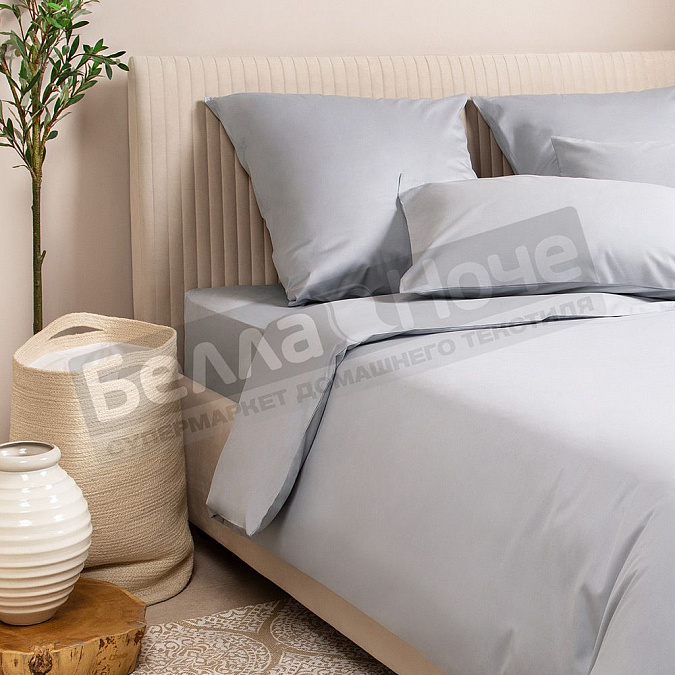Детальная картинка товара «спальный комплект с одеялом моноспейс сатин- премиум евро 4 нав. серый»