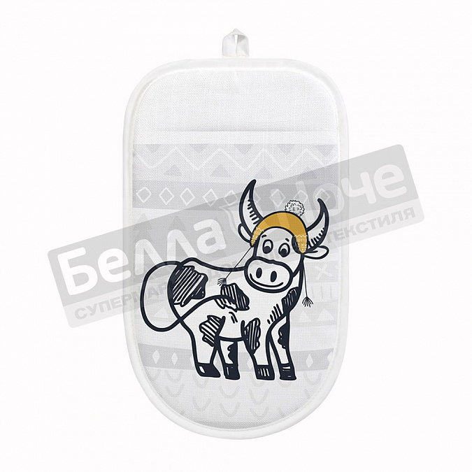 Детальная картинка товара «сд варежка- прихватка полиэстер 17*25  коровка»