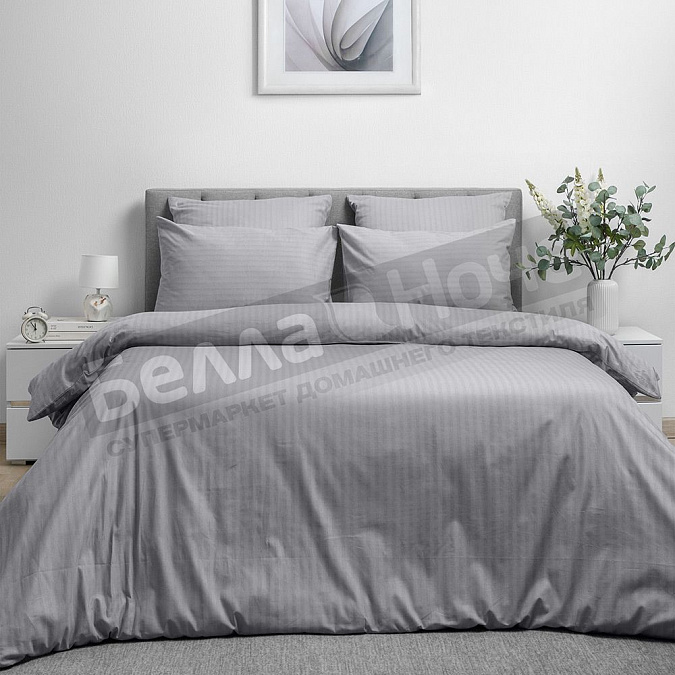 Детальная картинка товара «кпб вн страйп-дизайн поплин евро 8709/ 3 gray cloud нав.2-70*70»