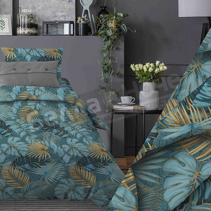 Детальная картинка товара «кпб бояртекс бязь евро 321 тропики в.4/1 бирюзовый (l)»