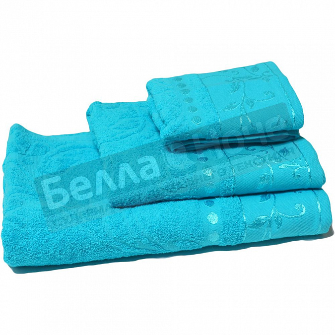 Детальная картинка товара «ввт 3 пр. к-т полотенец жакк.цв.609 бирюзовый 860 »