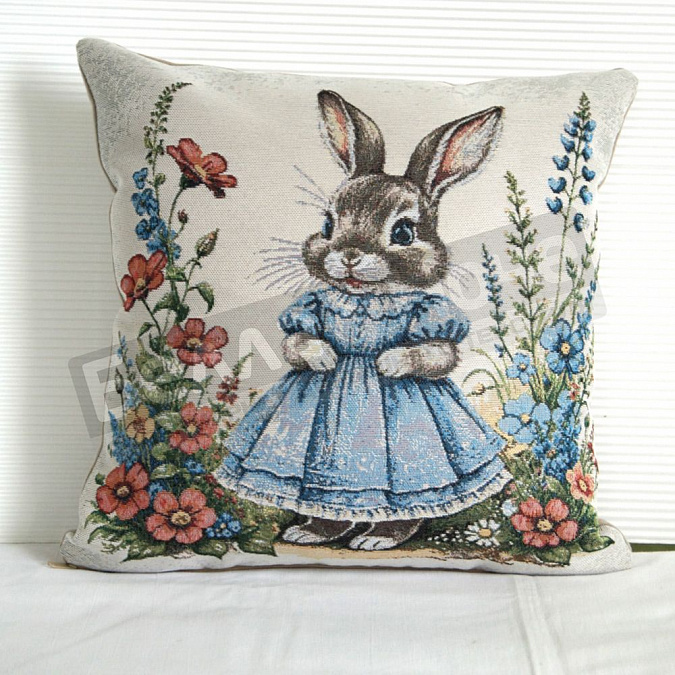 Детальная картинка товара «гобелен плюс наволочка 38*38 зайка в голубом»
