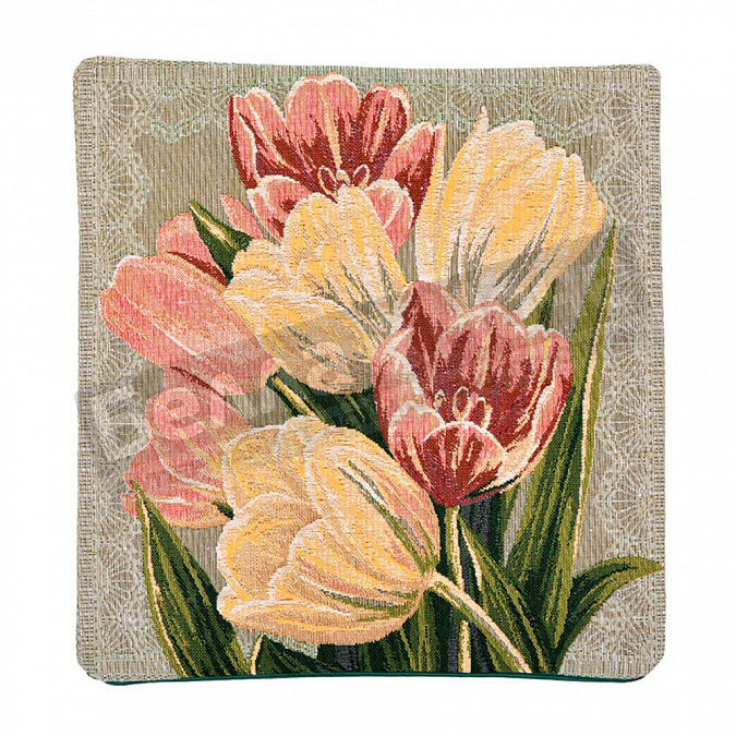 Детальная картинка товара «гобелен плюс наволочка 38*38 тюльпаны весенние»