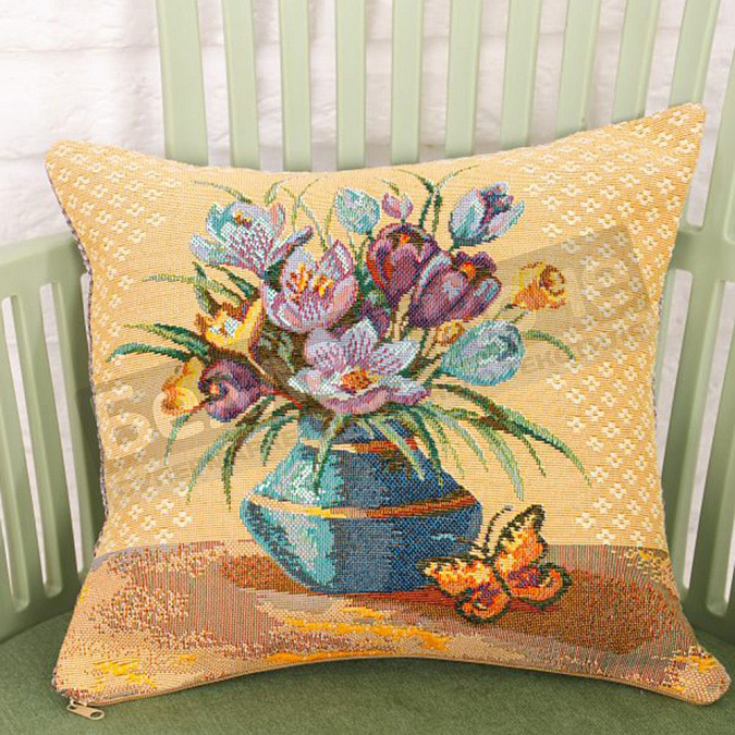 Детальная картинка товара «гобелен плюс наволочка 32*32 крокусы»