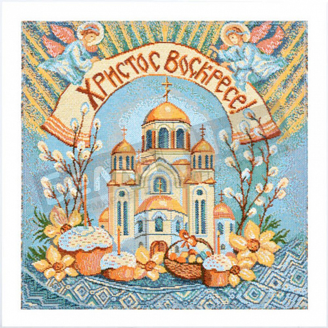 Детальная картинка товара «гп салфетка гобелен 32*32 пасхальный храм»