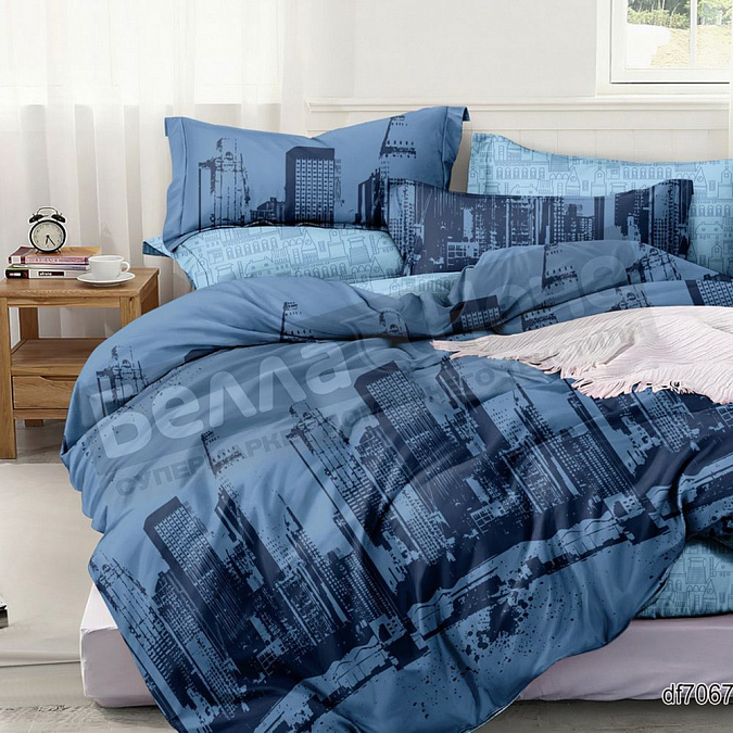 Детальная картинка товара «кпб люксония поплин 1.5 сп. синий город»