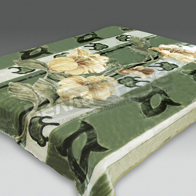 Детальная картинка товара «смун плед синтетический 200*240 глад. 6024-1 тыква лилия зелёный»