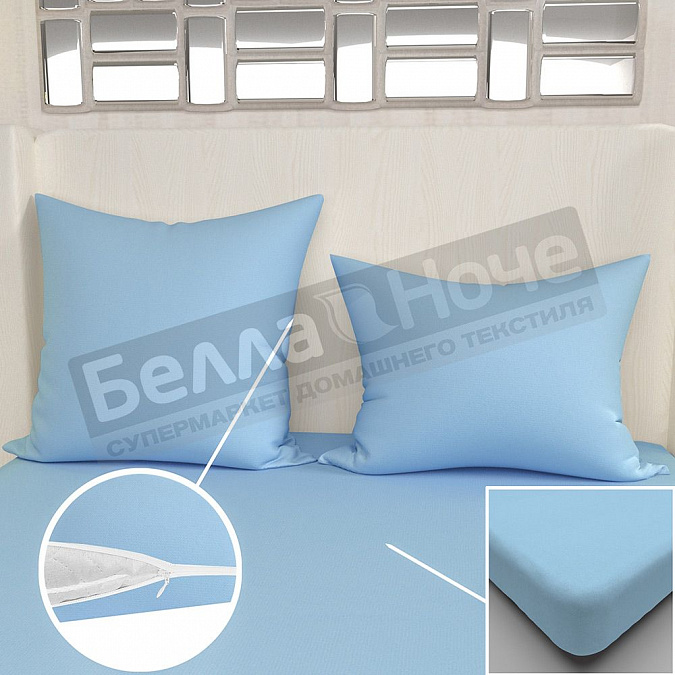 Детальная картинка товара «люксония к-т наволочек поплин гл/кр 2-70*70 голубой»